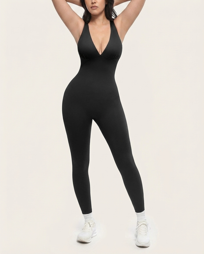 Velvyna V-Neck Jumpsuit – Figurflatterende