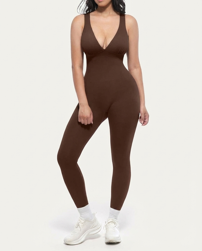Velvyna V-Neck Jumpsuit – Figurflatterende